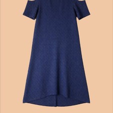 Apt. 9 Navy Blue Ribbed Cold Shoulder Dress