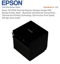 Epson TM-M30II POS Receipt Printer Black Wireless Bluetooth USB 250 mm/s 203 DPI