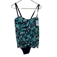 Lands' End Womens Fauxkini One Piece Swimsuit Size 14 NWT Coastal Beach Cruise