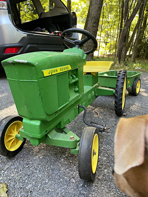 John Deere 4020 Diesel Pedal Tractor with Matching Trailer, Agriculture Theme
