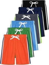 6 Pack Boys Athletic Shorts Boys Basketball Mesh Active Sports Gym Soccer Qui...
