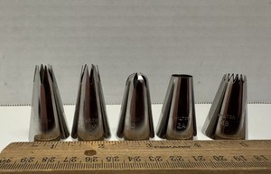 Wilton Icing Tips Extra Large Tip Set of 5 (Two 1M, 2D, 2A & 4B) Silver