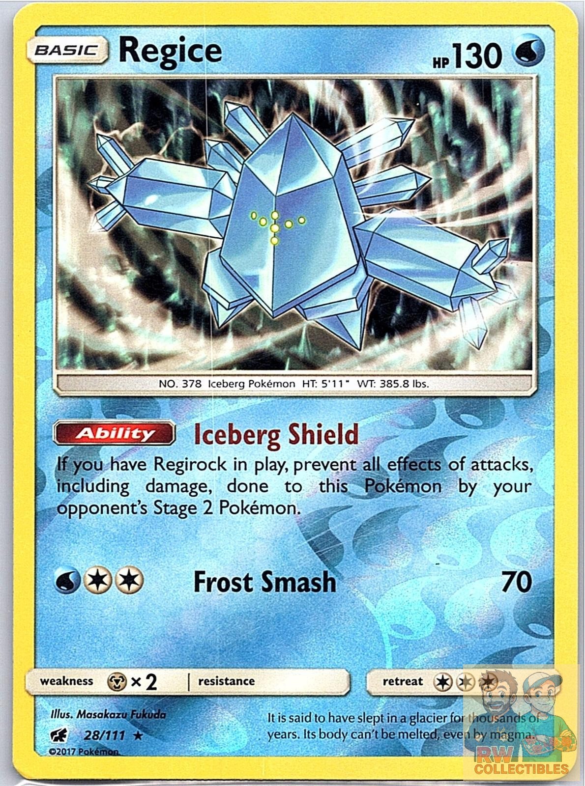 Regice 28/111 Holo Rare Crimson Invasion Pokemon Reverse Holo Lightly Played