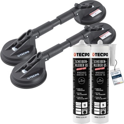 2x SCHEIBENKLEBER 290 ml SCHEIBEN MONTAGE SET GUMMI DOPPELSAUGER SATZ Ø 118 mm