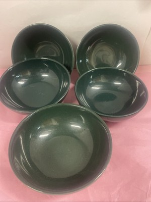 Five Russel Wright Iroquois Casual China Parsley Green 5'' Cereal Bowl Dish 1950s