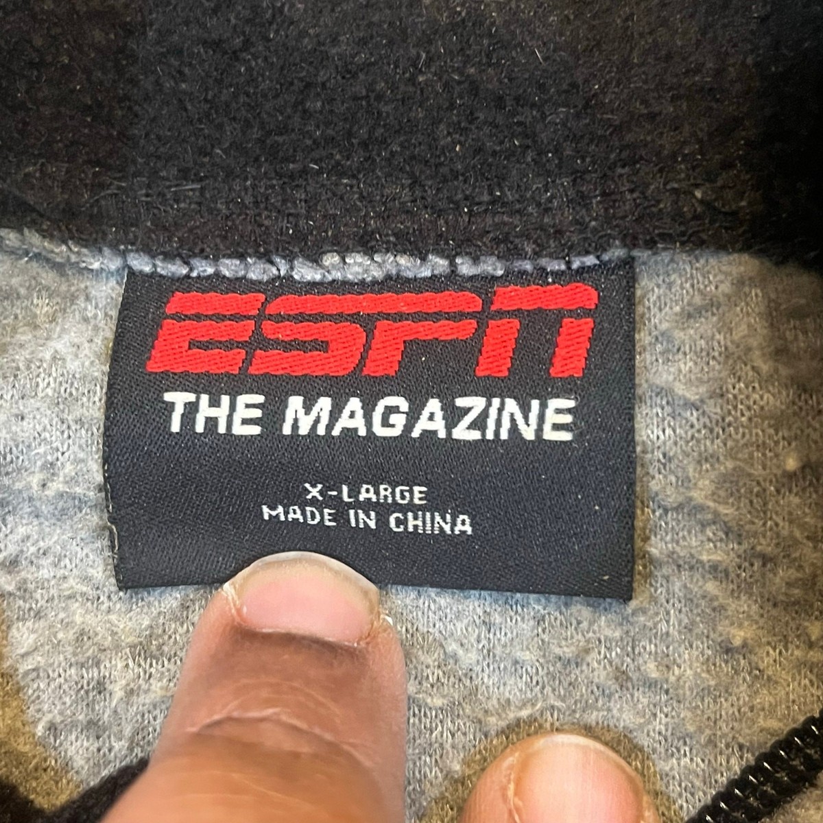 Vintage ESPN The Magazine Quarter Zip Fleece Pullover Gray Logo