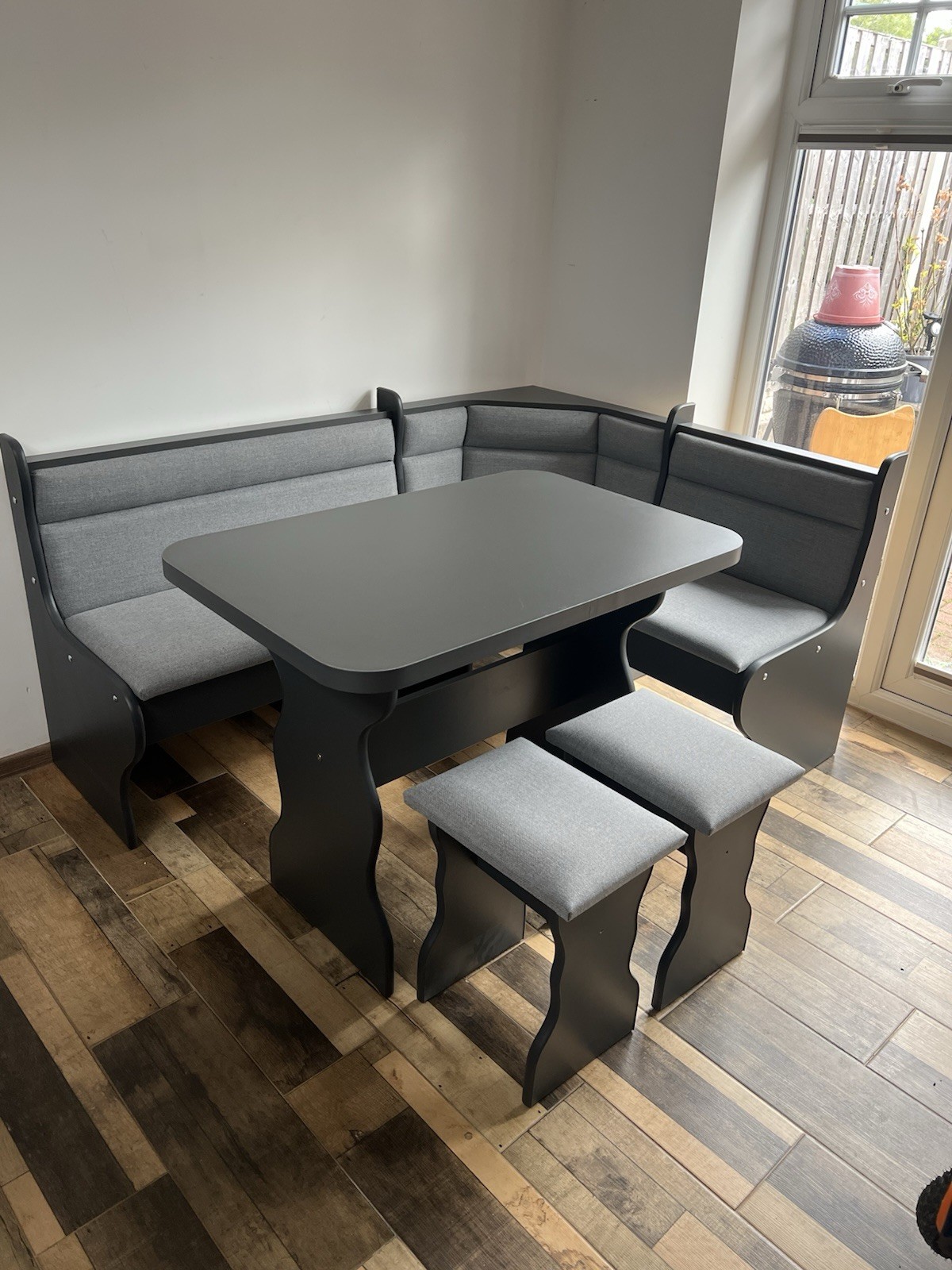 KITCHEN DINING CORNER SEATING BENCH TABLE 2 STOOLS WITH STORAGE