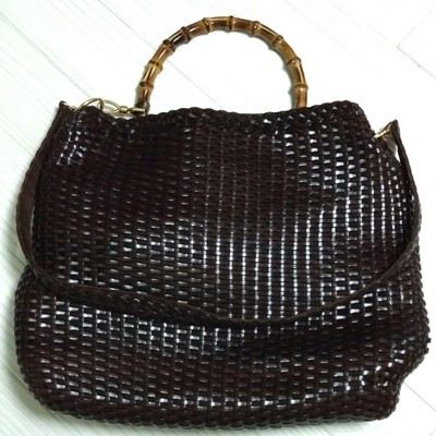 GUCCI バンブーメッシュ ホーボーバッグブラウン