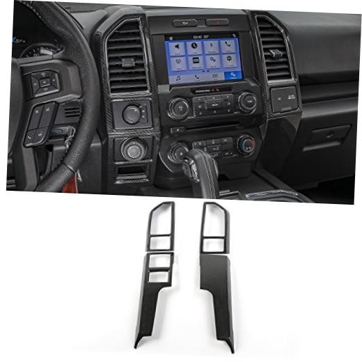 Carbon Fiber Grain Central Control Cover Frame Trim for Ford F150 Central-6