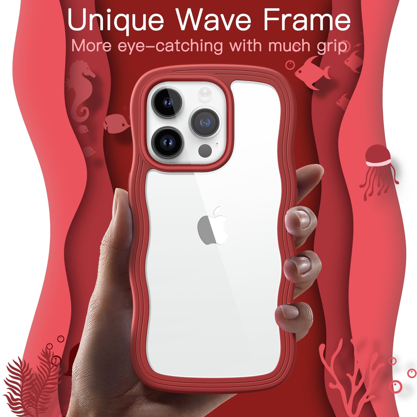 Coque iPhone 14 Pro vagues silicone mignon rose antichoc