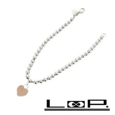 Polished Tiffany Return to Heart Ball Chain Bracelet Pink Silver SV925 Box 3727