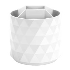 Desk Organizer White 360-Degree Rotating Pen Holder 5 Compartments Storage Box C