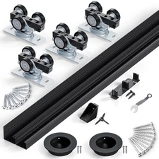 SMARTSTANDARD 60 in Sliding Door Hardware Kit for Closet Pocket Doors Black