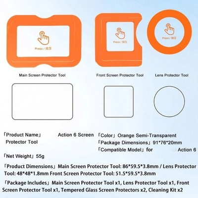 Tempered Glass Screen Protector Camera LCD Hardness Protector For Action 6