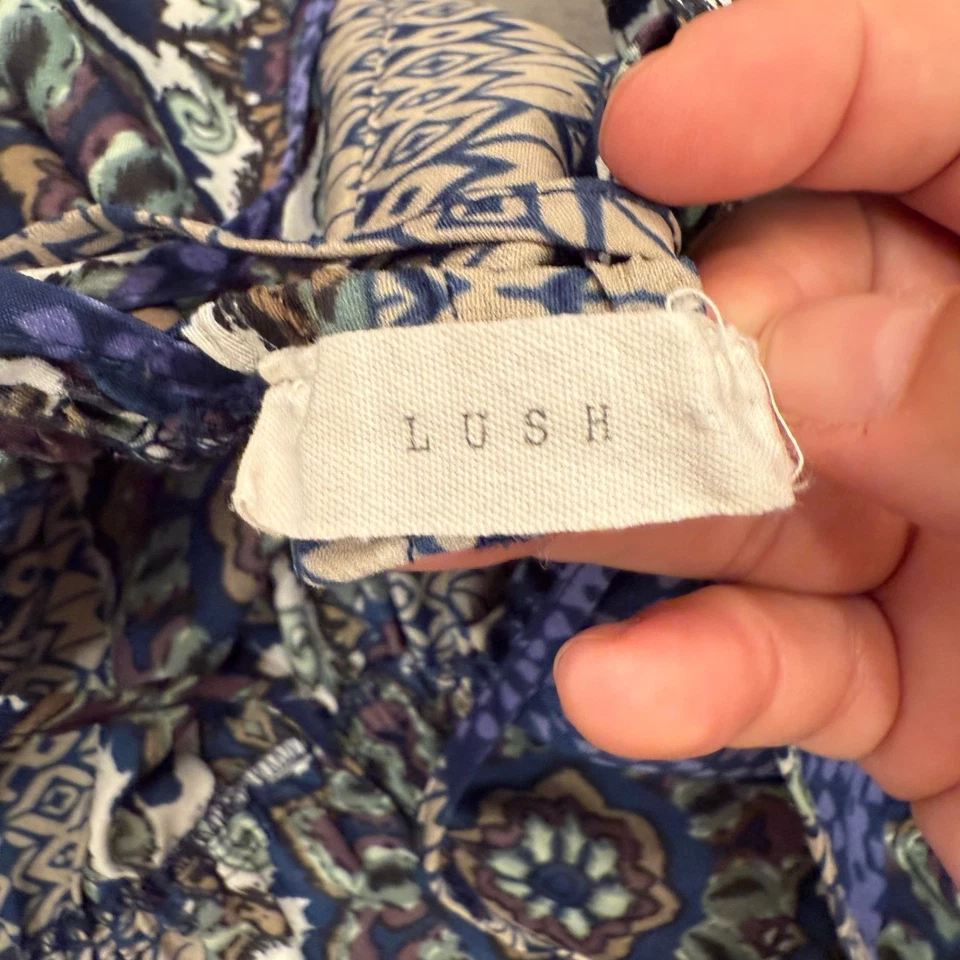 Exuberante Mameluco Mujer XS Azul Marrón Boho Sin Mangas Informal Cuello en V Cruzado Foto 2 de 4