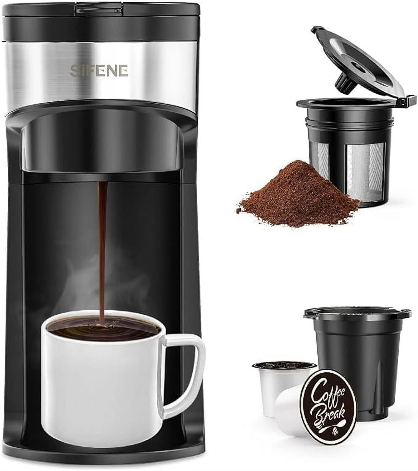 2-In-1 Single Serve Coffee Maker, Compatible with K-Pods & G