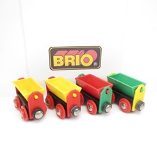 Tipping Wagon Vintage BRIO Wooden Railway Lot of 4