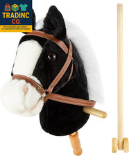 36'' Plush Horse Riding Stick , Handsewn Head, Sturdy Wood Stick, plus Neighing
