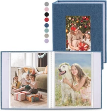 vivinin 2 Pack Photo Album 4x6, Linen Cover Album, Small Blue 