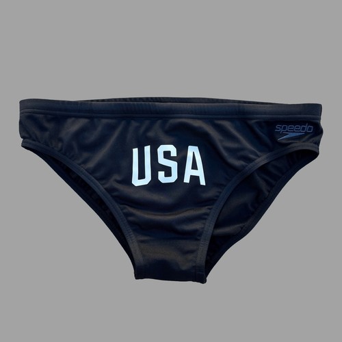 H.E.Arts team USA logo custom print Speedo Men BLACK swim Brief size 34 ...