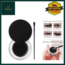 Waterproof Black Gel Eyeliner & Eyebrow Pomade Brush Set Smudge-Proof