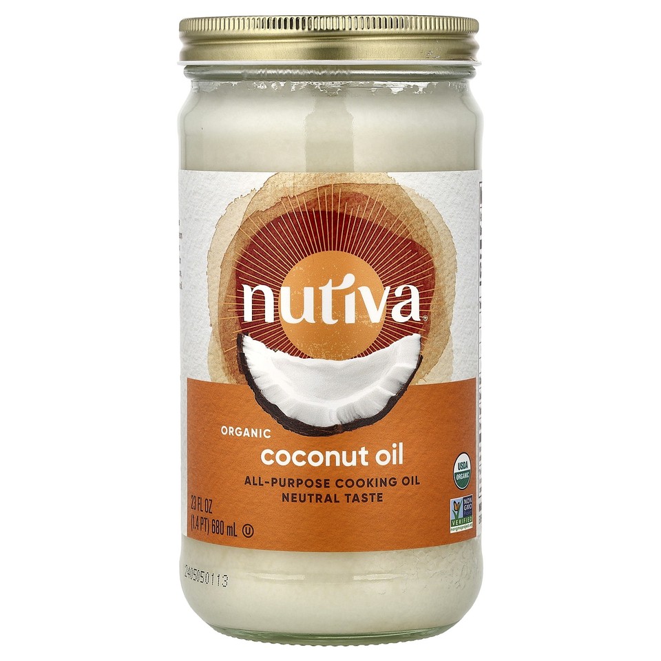 Nutiva Organic Coconut Oil Refined 23 fl oz 680 ml B Corp, Hexane-Free, Kosher,