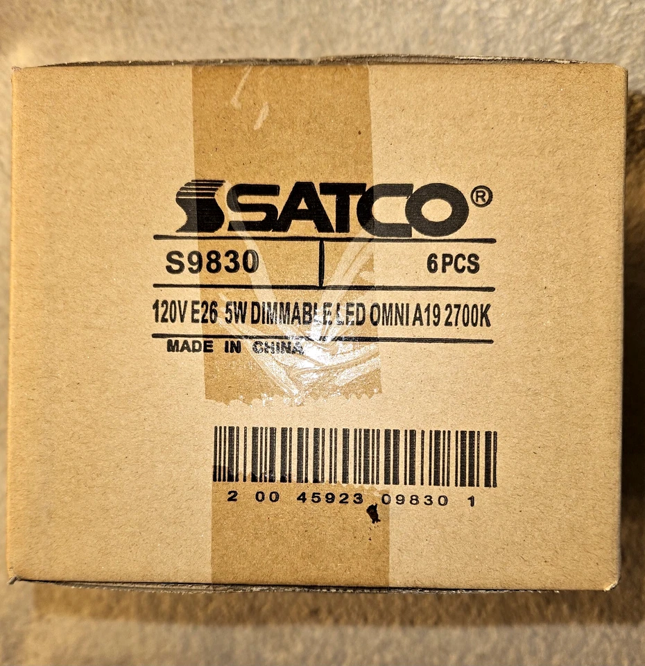 Case of 6 Satco 5W A19 LED Light Bulbs 2700K Dimmable E26 Medium Base 120V - Image 2 of 4