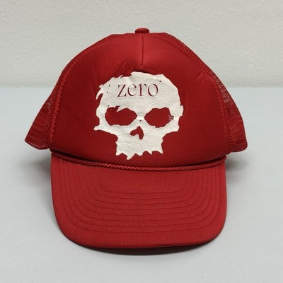 Vintage Zero Skateboards Trucker Hat Cap Red Skull Logo SnapBack Skate Punk