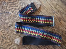Vintage Leather Guitar Strap Bee Multicolored...