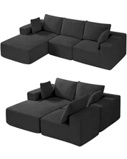 VEVOR Modular Sectional Sofa L Shaped Cloud Couch with Chaise and Cushion Black