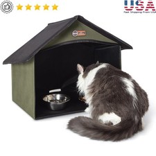 Outdoor Insulated Cat Food Water Shelter Dining Room Station Weatherproof New