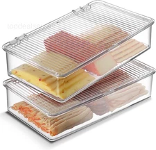 Bacon Container For Refrigerator (2 Pack) Fridge Storage Clear