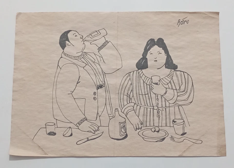 Fernando Botero Dibujo sobre papel (Hecho a mano) firmado y estampado en medios mixtos. Foto 3 de 4