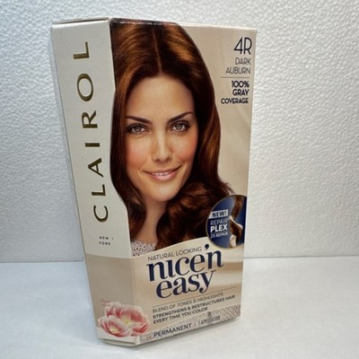 Clairol Nice'n Easy 4R Dark Auburn Permanent Hair Dye 100% Gray Coverage
