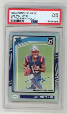 2024 PANINI DONRUSS OPTIC #255 JOE MILTON III RC AUTO /150 HOLO PSA 9 ROOKIE