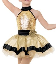 Weissman 8740 Lets Go To The Movies Dance Costume Gold Black Sequins MC 10/12