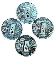 République des Palaos : Lot de 4 boutons revendeur Rainbows End Casino. Comme neuf