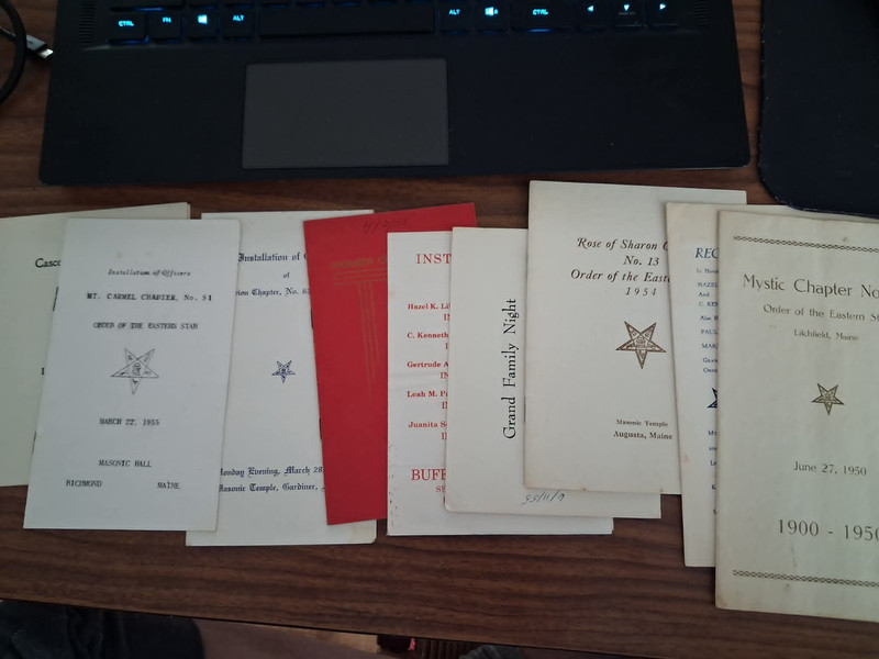 1957 1956 1955 16 order of eastern star paper lot Hallowell Casco Richmond maine