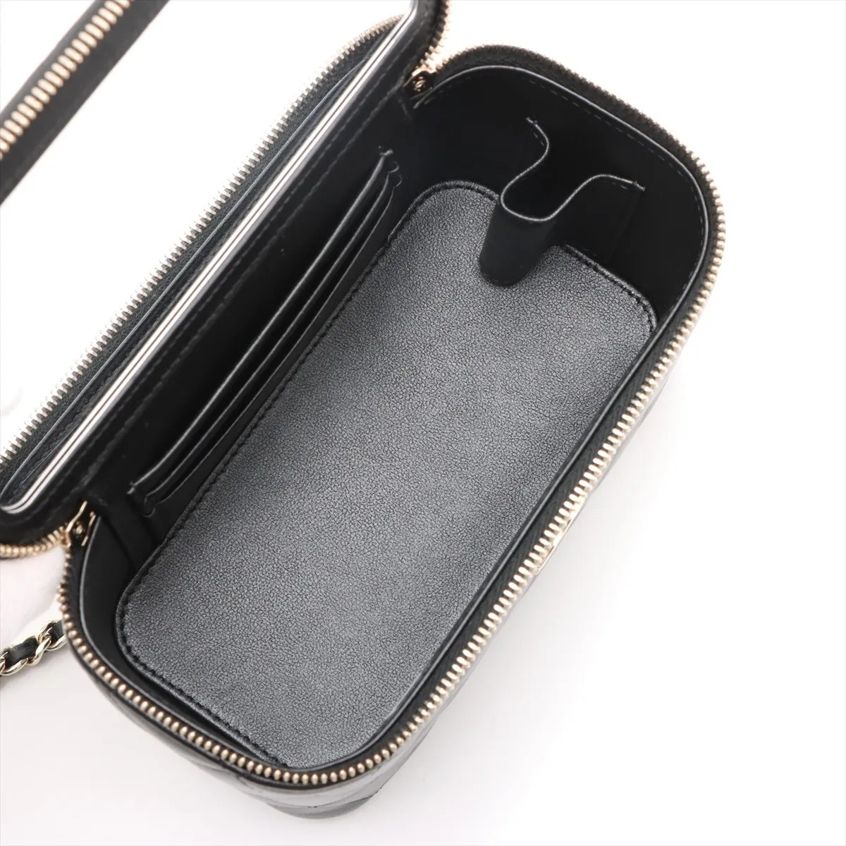 Chanel Matelasse Lambskin 2 Way Handbag Vanity Black Gold Metal Fittings random  thumbnail 8