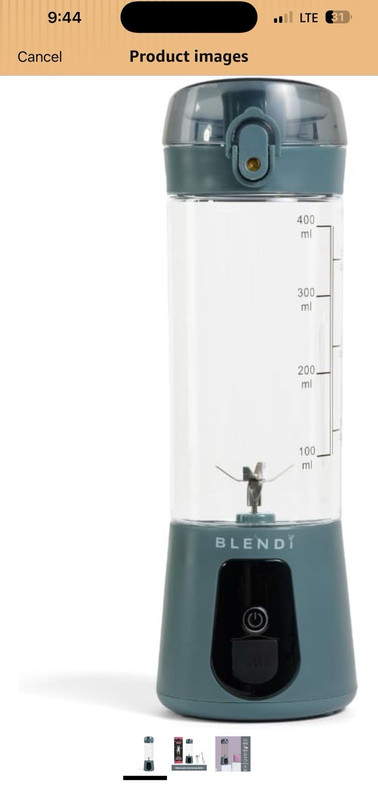 BLENDi Original 17 oz Portable Blender, 70W Battery Powered, Blue, BPA-Free