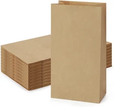 100 Pack Brown Kraft Paper Lunch Bags, 4lb Capacity, 5x2.95x9.45 Inches, Fold To