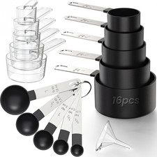 16PCS Measuring Cups and Spoons Set, Measuring Spoon Set with Metric and US M...