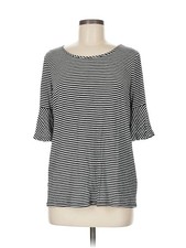 Jones New York Women Black 3/4 Sleeve T-Shirt M