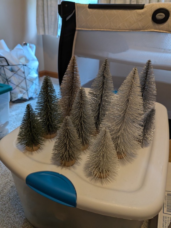 Set of Crate and Barrel Bottle Brush Trees
