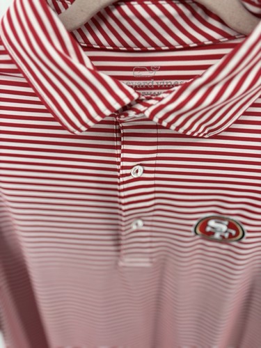 Vineyard Vines Performance Herren rot gestreift SF 49ers Golf Shirt Größe Large - Bild 7 von 7