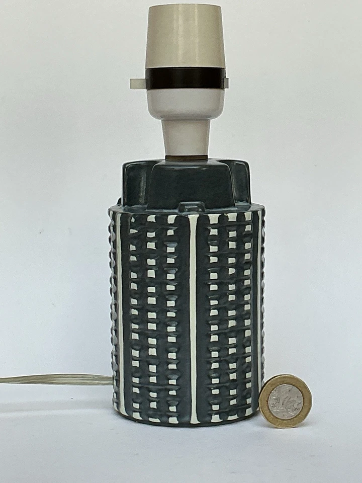 Helios Poole Pottery Small 4.5” Lamp Base Grey  & White, Rob Jefferson 1960s VGC - Image 4 of 4