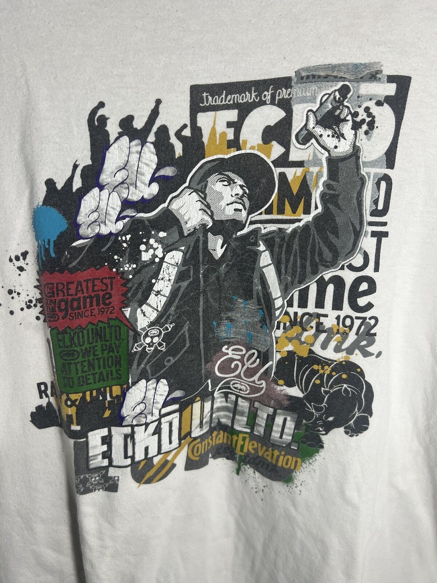 Ecko Unltd VTG T-shirt White Grunge Skate Spell out Tribal Y2K | eBay