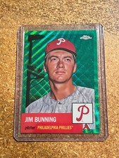 2022 Topps Chrome Platinum Baseball Green Wave Refractor # 415 Jim Bunning 40/99