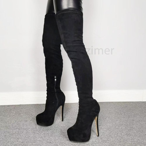 thigh high suede platform boots