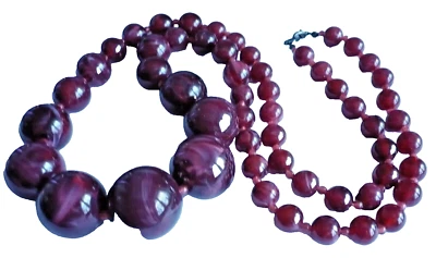 92 cm Acryl Kette dunkel rot marmoriert ModeSchmuck silber NEU + TOP - Bild 1 von 3